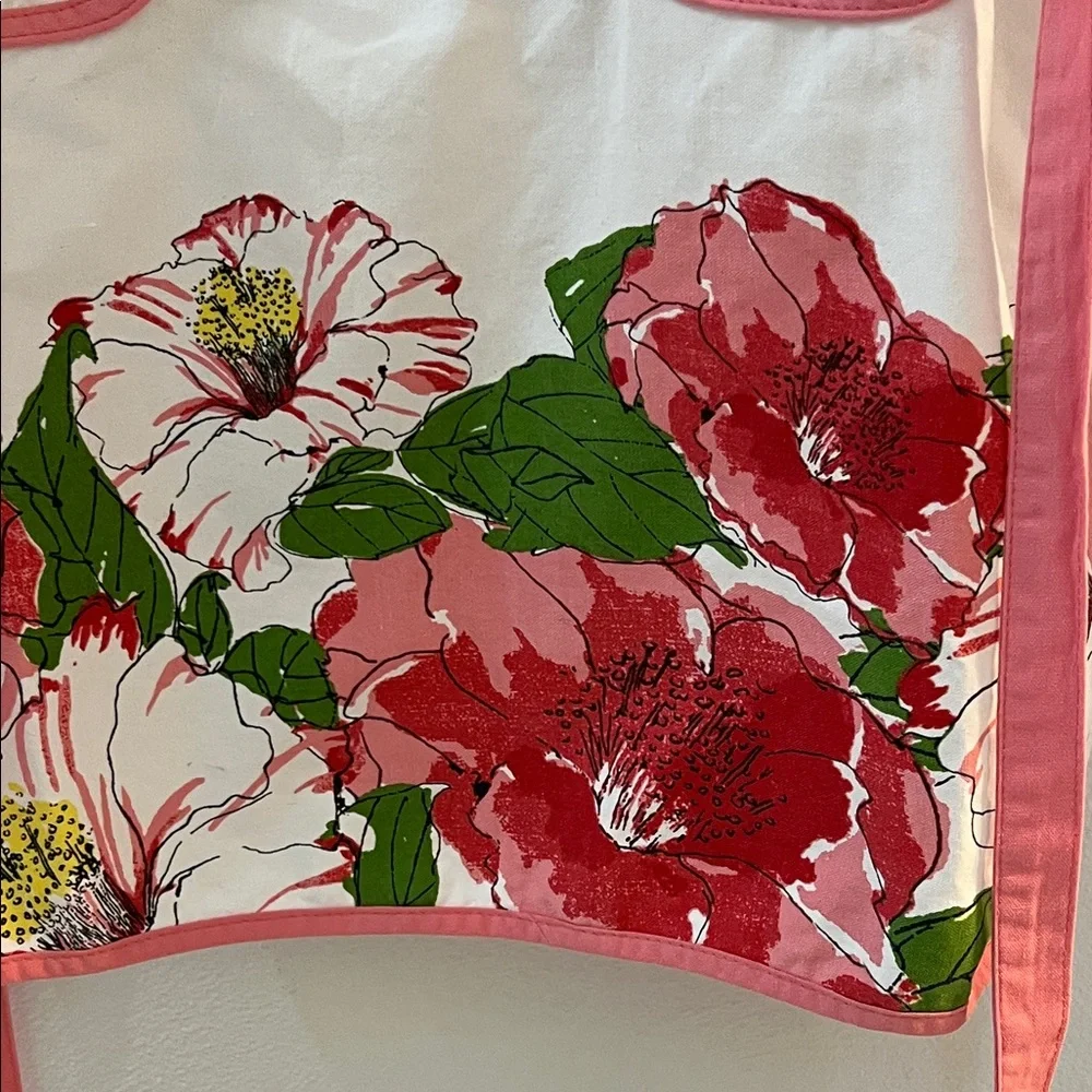 VERA Neumann Floral Apron with Pink Trim Cotton